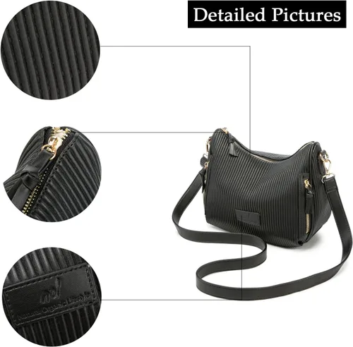 Vista 4 de Bolso de hombro para mujer, de cuero, plisado, informal, a la moda, bolso hobo