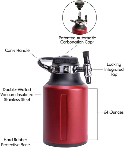 Vista 3 de GrowlerWerks uKeg Go Dispensador de Cerveza Carbonatada Growler Regalo y Dispensador de Bebidas Artesanales para Cerveza, Refrescos, Sidra, Kombucha