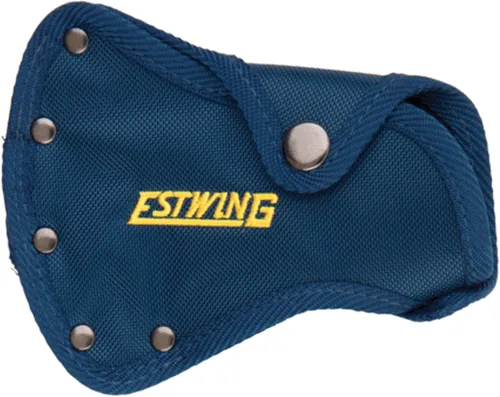 Vista 4 de ESTWING Camper's Axe - Hacha azul de 14 pulgadas fabricada en Estados Unidos con extractor de estacas para tienda de campaña y agarre de reducción
