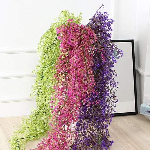 Vista 6 de 2 plantas colgantes artificiales para interiores, plantas colgantes falsas al aire libre, plantas artificiales para bodas, fiestas, hogar, jardín