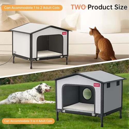 Vista 4 de SOVPAI - Casa para gatos al aire libre, casa impermeable para gatos callejeros, adecuada para gatos de exteriores/interiores, fácil de montar