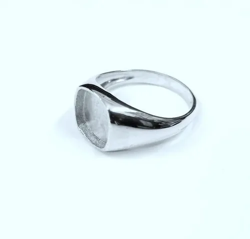 Vista 4 de Anillo cuadrado de plata de ley 925 con forma de cojín para hombre, ajuste de bisel en blanco, 0.49 x 0.39 pulgadas, base de anillo en blanco