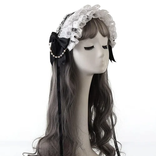 Vista 2 de COSDREAMER Diadema para cosplay de criada para niñas (negro)