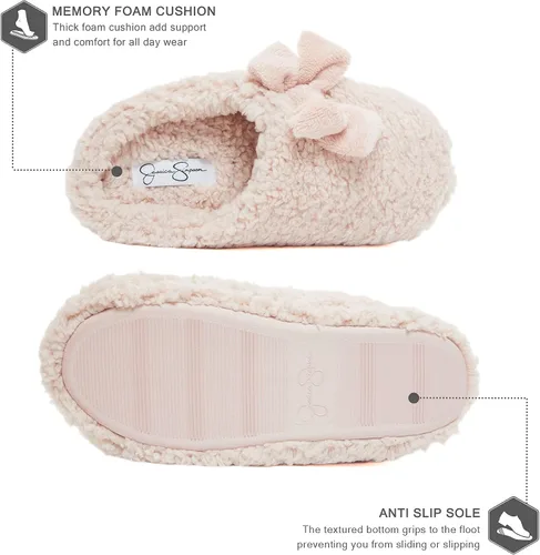 Vista 3 de Jessica Simpson Womens Plush Marshmallow Slide on House Slipper Clog with Memory Foam