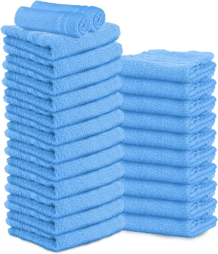Vista 10 de Toallas de salón – Paquete de 50 toallas de mano negras 100% algodón Toalla de spa – 16x27 pulgadas Altamente absorbable Toallas faciales