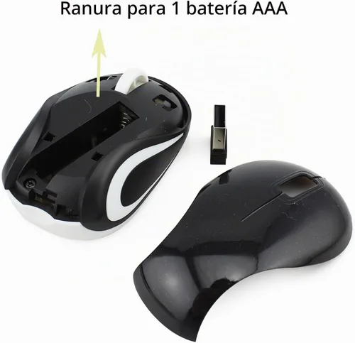 Vista 7 de Ratón inalámbrico para computadora portátil, tamaño pequeño, portátil, compacto, de viaje, USB, 3 botones, 1000 DPI, mouse inalámbrico para PC Negro