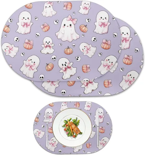 Vista 21 de Autumn Placemats Set of 2 Waterproof Wipeable 12X18 Inch Faux Leather Non Slip Heat Resistant Mats for Thanksgiving Dinner Outdoor Decor