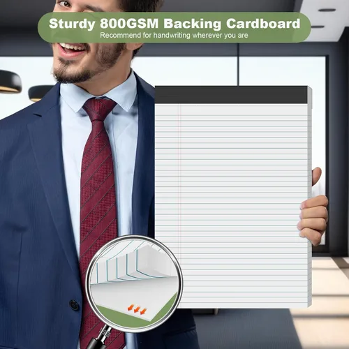 Vista 6 de Anotadores de tamaño legal de 8.5 x 11 pulgadas, paquete de 2 blocs de notas blancos de 8.5' x 11' para el trabajo, anotadores con papel