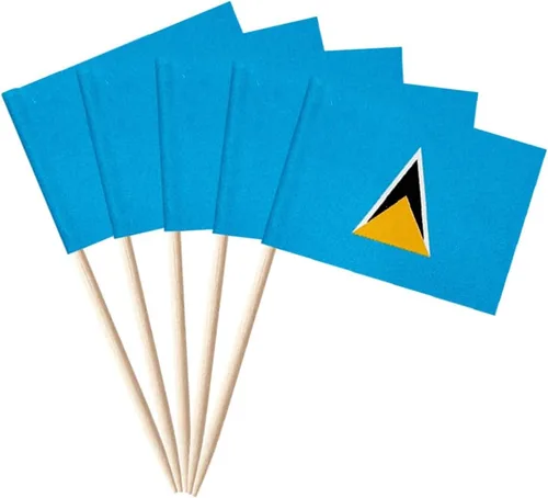 Vista 10 de stidsds 100 banderas de Antigua y Barbuda con palillos de dientes de Antigua y Barbuda, mini adornos pequeños para cupcakes de Antigua y Barbuda