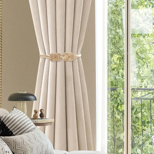 Vista 2 de 2Pcs Gold Curtain Tiebacks Shiny Metal Curtain Holdbacks with Exquisite Knot, Elegant Curtain Buckle for Living Room, Bedroom, Office Window