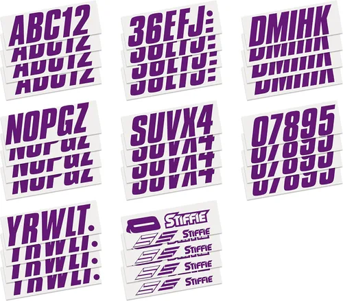 Vista 4 de STIFFIE Shift Purple 3" Boat & PWC Registration Decals • Etiquetas Adhesivas Letras Números