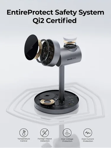 Vista 12 de MagFusion - Estación de carga 3 en 1 compatible con MagSafe, soporte de cargador inalámbrico magnético de 15 W, certificado Qi2, para iPhone