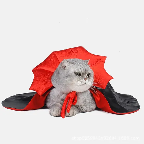 Vista 2 de Disfraz de vampiro para perro de Halloween, capa de perro de Negro&rojo