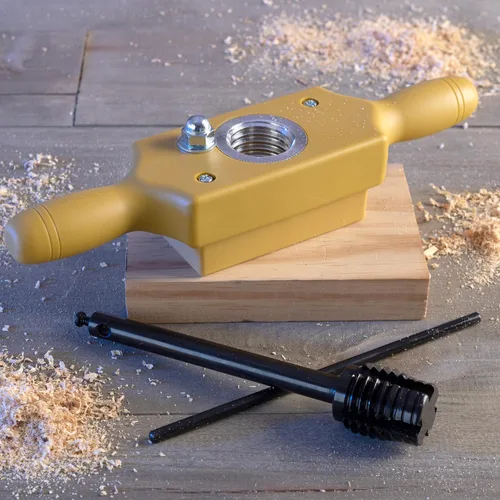 Vista 7 de Juego de machos y terrajas - 1 pulgada x 6TPI Kit de macho de rosca para espigas que corta roscas de madera macho y hembra con caja de roscar de dos