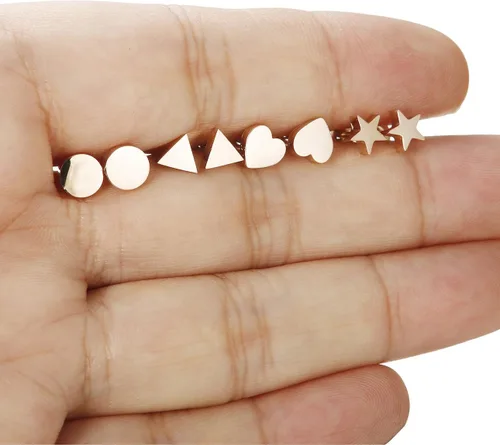 Vista 5 de JOERICA 4 pares de aretes de acero inoxidable con forma de corazón para mujeres y niñas, Acero inoxidable, circonita