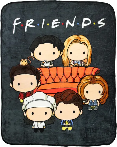 Vista 4 de Manta de micro raschel con personajes chibi del programa de TV Friends, 46"x60" (116cm x 152cm) multicolor / Talla única