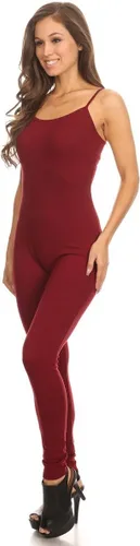 Vista 3 de Stretch Cotton Bodysuit - Bodysuit de cuerpo completo de algodón elástico con tirantes estilo espagueti, enterizo