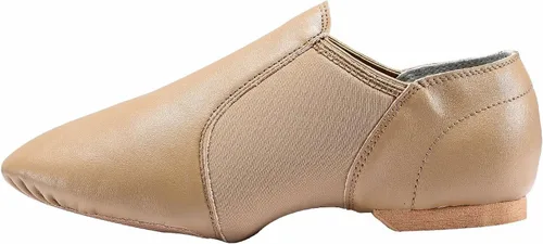 Vista 5 de Dynadans Zapato de jazz sin cordones superior de cuero para mujer, Negro