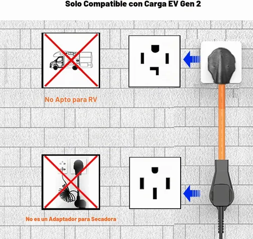 Vista 4 de NEMA 14-30P a 14-50R Cable adaptador de cargador EV de 4 clavijas de 30 amperios a adaptador de conversión EV de 50 amperios solo compatible