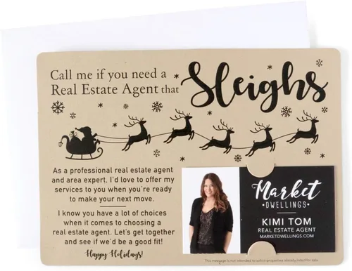 Vista 2 de Juego de sobres "Call Me If You Need a Real Estate Agent That Sleighs" Sobres incluidos M4-M003