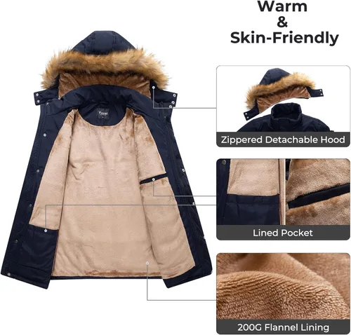 Vista 3 de Yozai Men's Winter Coat, Warm Jackets for Mens Water Resistant Ski Snow Jacket Mountain Windbreaker Hooded Parka, S-2XL