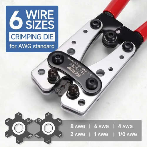 Vista 2 de iCrimp - Herramienta de prensado para terminales de cable resistentes, terminales de batería, terminales de cobre AWG 8-1/0