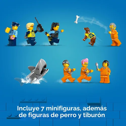 Vista 6 de Set de Construcción Lego City Isla Prisión de la Policía, Regalo de Cumpleaños para Niños y Niñas de 7 Años o Más, Juego Imaginativo, Helicóptero