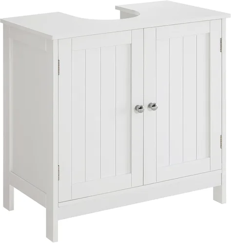 Vista 9 de Iwell Armario de almacenamiento para fregadero de pedestal con 2 puertas y estante, gabinete debajo del fregadero, gabinete de lavabo de baño