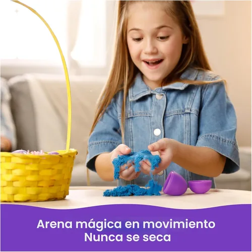 Vista 8 de Kinetic Sand, Paquete de 20 huevos con arena de juego roja, amarilla y azul de 3.3 libras para caza de huevos, recuerdos de fiesta y bolsas