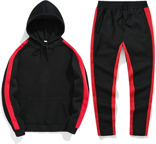 Vista 4 de TTBDWiian Conjunto de 2 piezas con capucha y pantalones deportivos para hombre, tallas grandes, con bolsillos, ropa deportiva de invierno