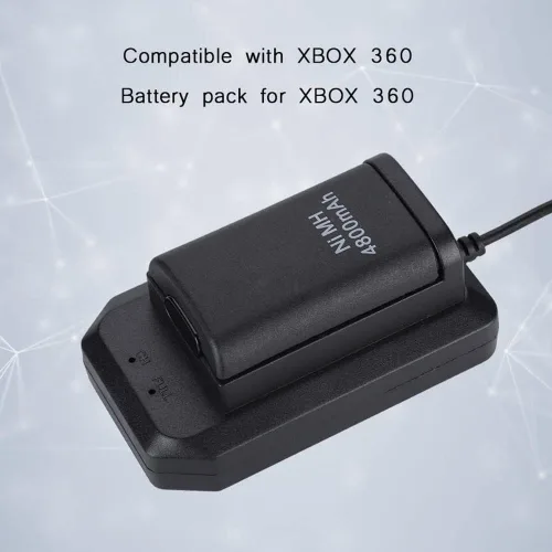 Vista 4 de Bewinner Batería recargable para Xbox 360 viene con cable de carga USB y base de carga batería recargable de repuesto de 4800 mAh batería de reserva