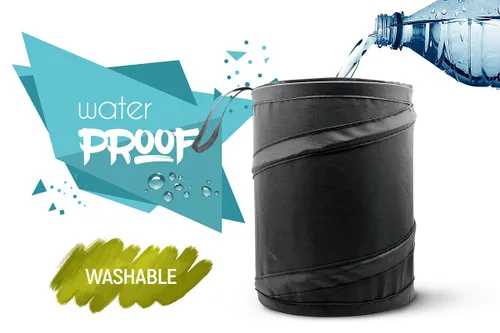 Vista 4 de Mavoro - Cubo de basura portátil a prueba de agua, plegable, Paquete de 1 Compact waterproof pop-up trash bin for car, truck or SUV; collapsible