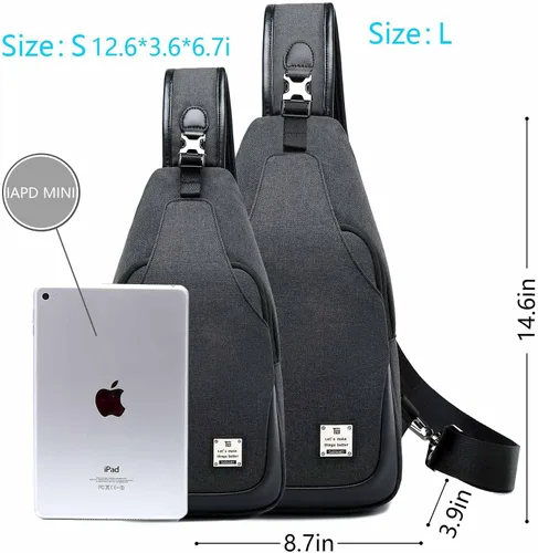Vista 3 de Bolso bandolera pequeño con mochila cruzada sobre el hombro para hombres y mujeres de viaje al aire libre bolso ligero con bandolera en el pecho