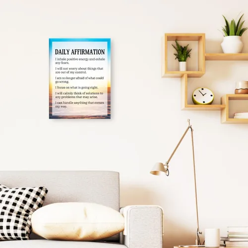 Vista 6 de Arte de pared de afirmación diaria, decoración de pared inspiradora para oficina, lienzo motivacional para la oficina en casa
