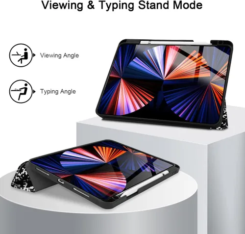 Vista 6 de Funda Tuiklol para iPad Pro de 12.9 pulgadas 2022 2021 2020 2018 6th / 5th / 4th / 3rd Gen Built in Pencil Holder Protective Stand Back Cover with