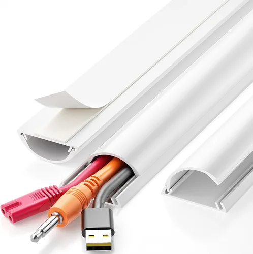 Vista 16 de Kit de ocultación de cables Delamu para pared con adhesivo, cubierta de alambre de múltiples funciones, 42.5 pulgadas para ocultar cables en Blanco