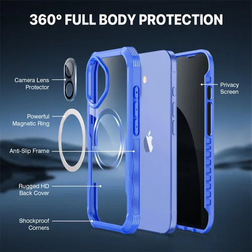 Vista 360 de CENHUFO Funda de privacidad para iPhone 11 Pro, funda de cuerpo completo con protector de pantalla de privacidad de vidrio templado 9H integrado
