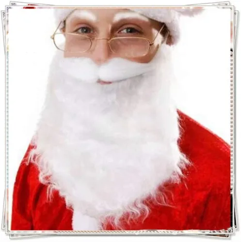 Vista 7 de Barba de Papá Noel Navidad Santa Claus barba falsa correa de pelo en accesorio disfraz adulto niño niño pirata gnomo - 4 paquetes, 4 barbas blancas