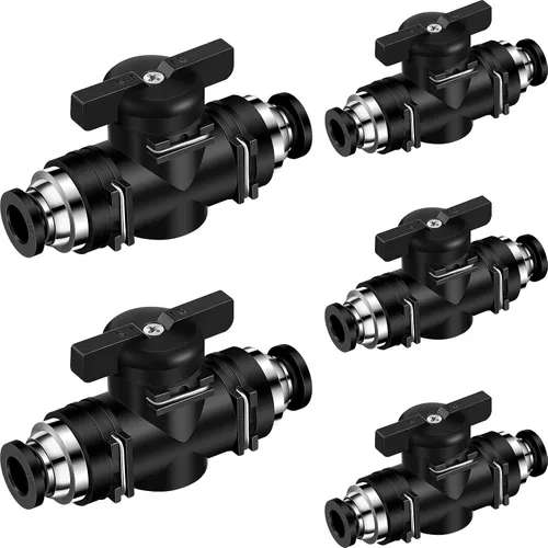 Vista 7 de Flutesan 5 piezas 1/2" x 1/2" DE empuje para conectar válvula de bola neumática Válvula de control de flujo de aire PVC Accesorios de tubo