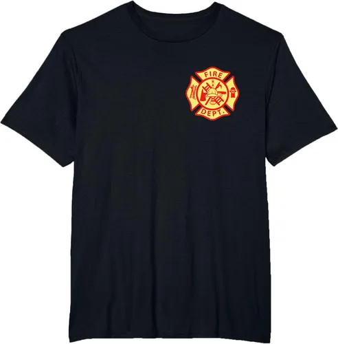 Vista 75 de Camiseta con logotipo de bomberos con símbolo de bombero, Negro