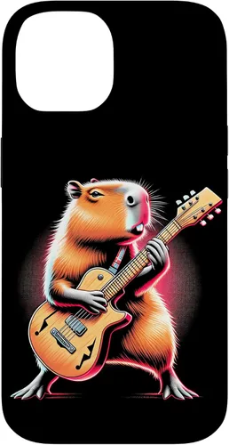 Vista 4 de iPhone 16 Capybara Playing Guitar Like A Rocker Guitarist Rock'n Roll Case