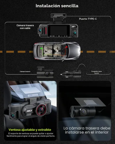 Vista 8 de IIWEY N6 PRO 4K STARVIS 2 4 canales Dash Cam 360° View, tarjeta gratuita