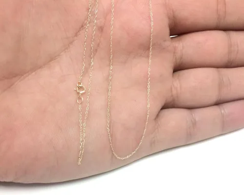 Vista 5 de Jewelry Affairs Collar de cadena de cuerda de oro amarillo de 10 quilates, 0.024 in