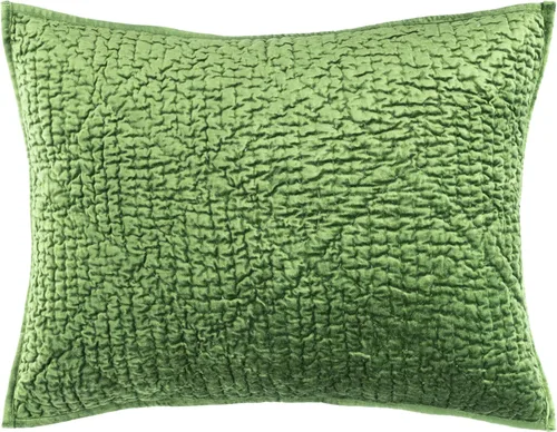 Vista 4 de Funda de almohada de terciopelo verde sólido con estampado parisino de Pine Cone Hill, tamaño Euro Evergreen