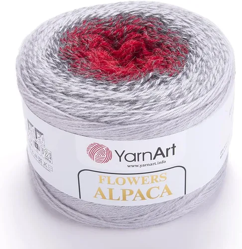 Vista 10 de Yarn Art YarnArt Flowers Alpaca 20% alpaca, 80% acrílico, peso 8.82 onzas, longitud 1028 yardas, hilo de invierno multicolor de ganchillo arco iris