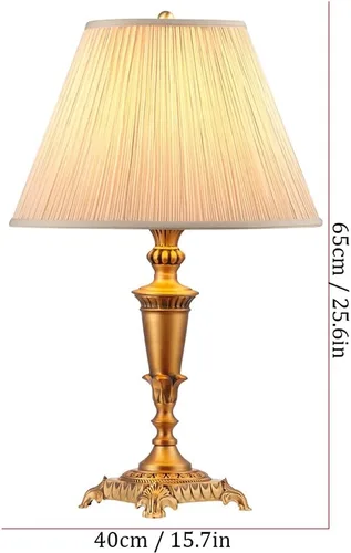 Vista 2 de Lámpara de escritorio de estilo chino, lámpara de mesa de cobre, lámpara de noche para dormitorio, decoración moderna de sala de estar, lámparas