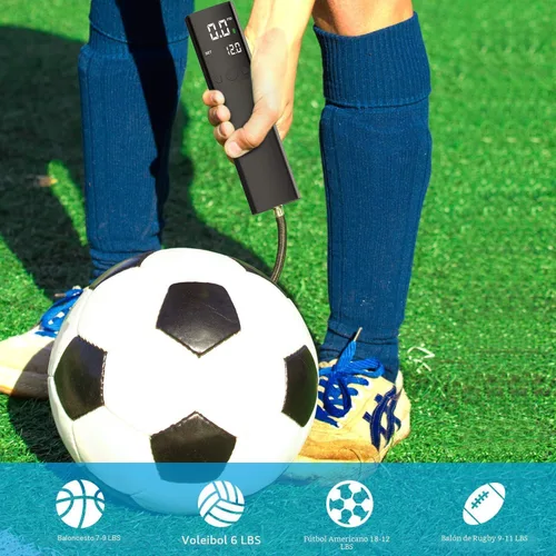 Vista 2 de Pumteck Electric Ball Pump, Smart Air Pump Portable Fast Ball Inflation with Precise Pressure Gauge and Digital LCD Display for Football Basketball