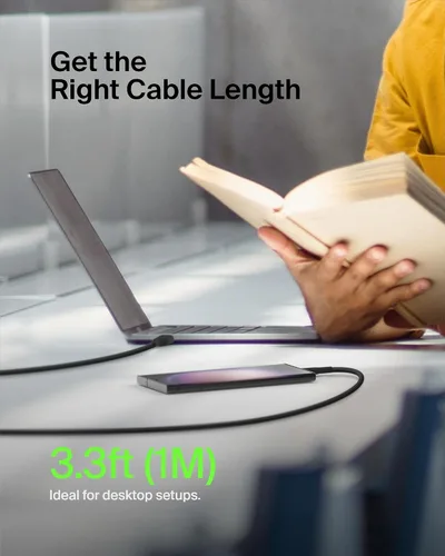 Vista 7 de Belkin BoostCharge - Cable USB-C a USB-C (1M/3.3 pies) para iPhone 17, iPhone 17 Pro, Samsung Galaxy S25, S24, Pixel 10 & 9, iPad Pro, Nintendo