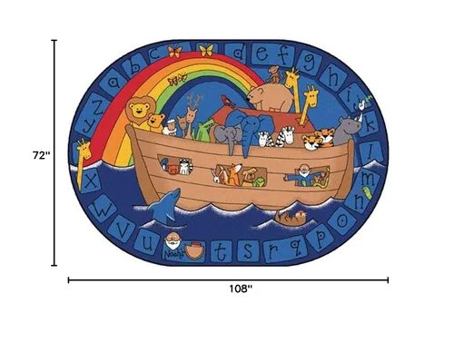 Vista 2 de Carpets for Kids KID$Value Plus 74005 Alphabet Noah - Alfombra ovalada de 6 x 9 pies, color azul