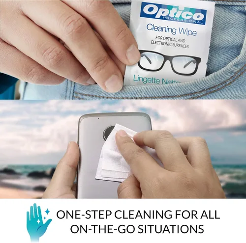 Vista 4 de Optico Toallitas de limpieza prehumedecidas, limpiador de alta calidad para anteojos, pantallas y lentes de cámara, no necesita botella de spray